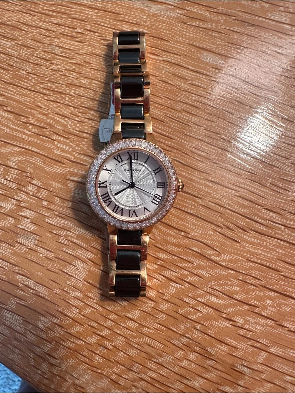 Mamona Gold and Black Crystal-Trim Women's Watch